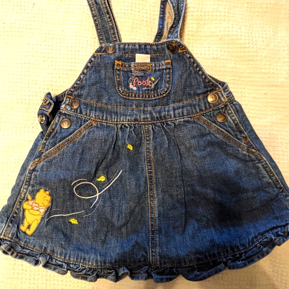Disney Store Pooh overall dress with lining